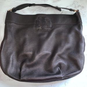 Tory Burch Black pebbled leather hobo/shoulder bag